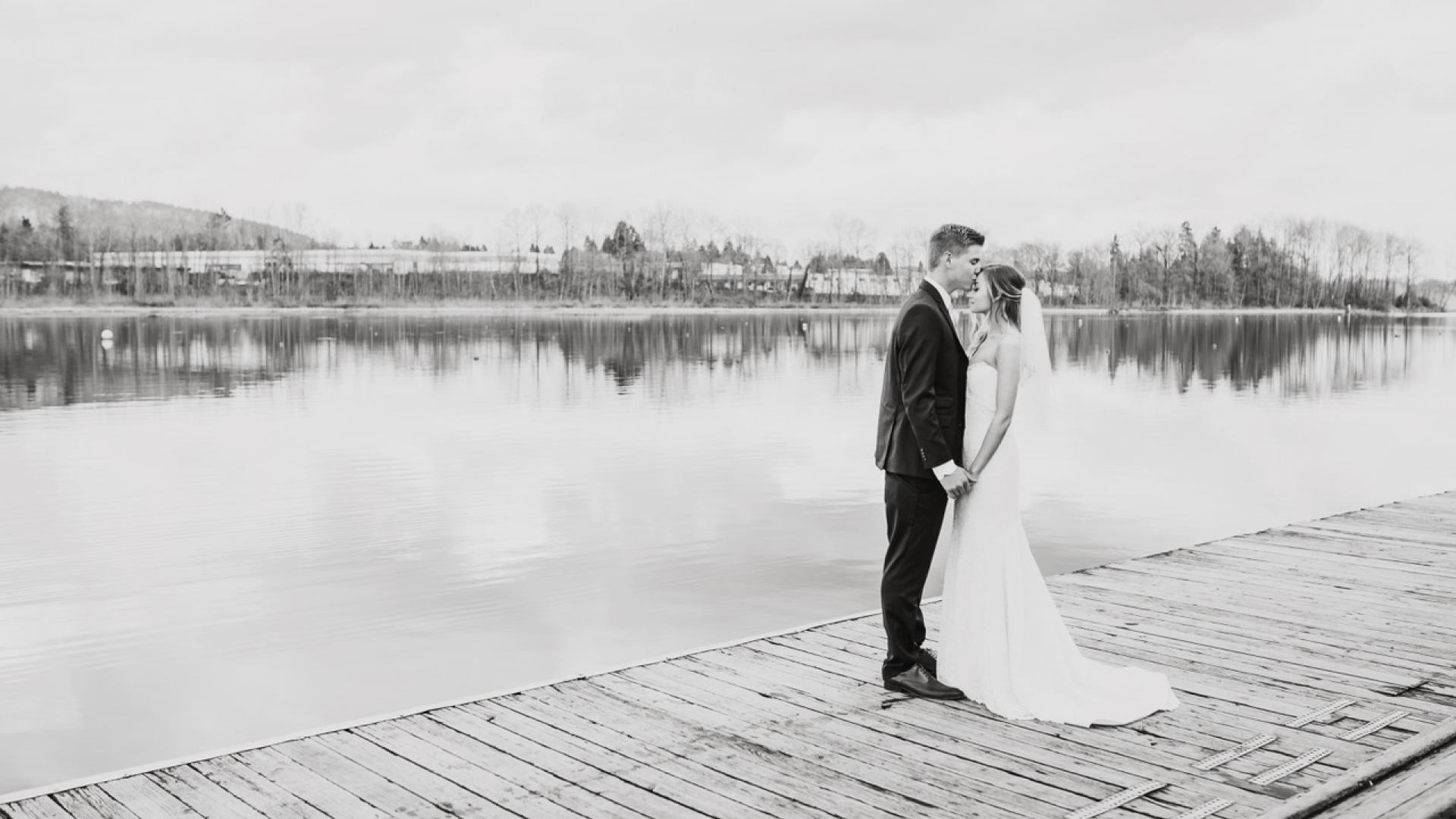 A photo of a couple getting married at Burnaby Lake Pavillion