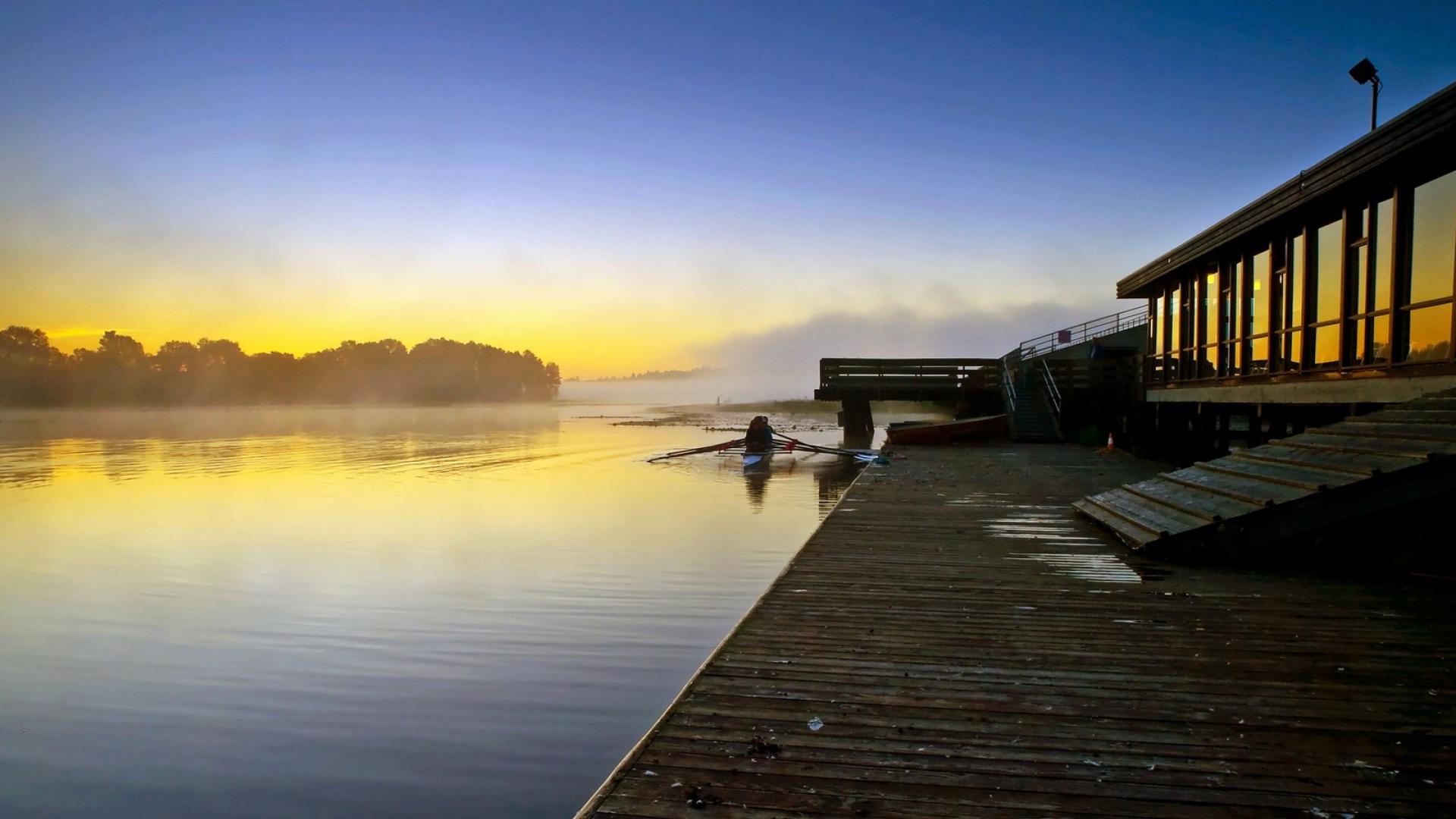 Burnaby Lake Pavillion at dusk