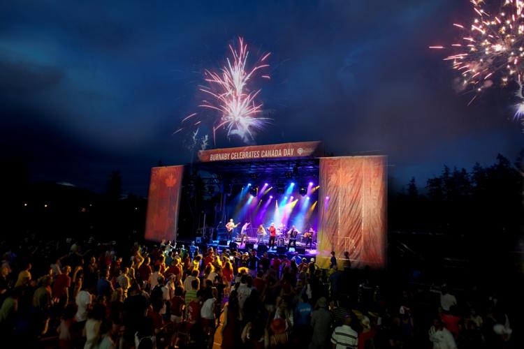 Fireworks over the Canada Day Concert at Swangard stadium