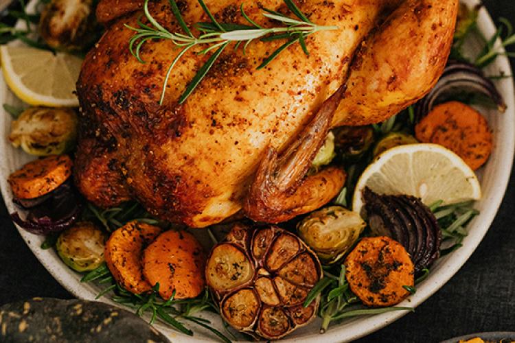 Roast turkey on a plate