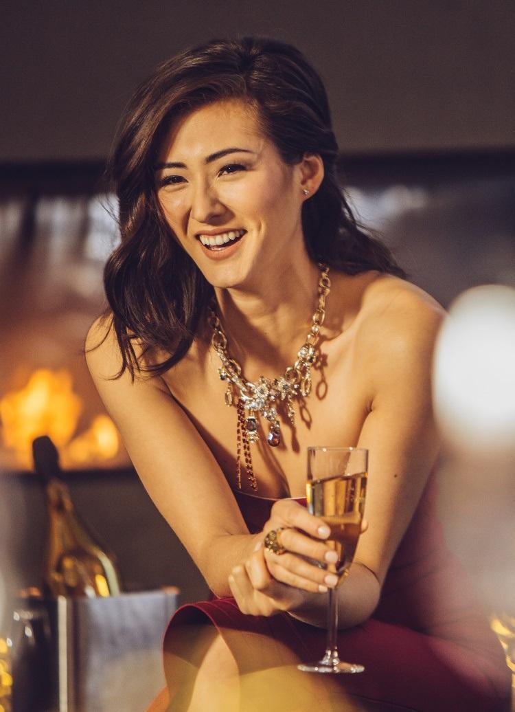 Sipping champagne at the Riverway