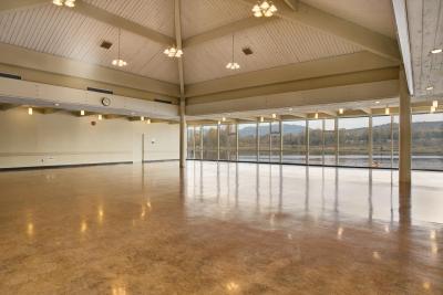 Interior shot of the Burnaby Lake Pavilion empty. 
