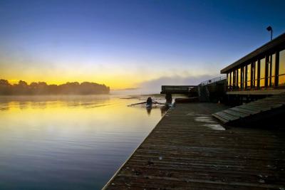 Burnaby Lake Pavilion at sun rise. 