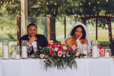 Wedding table setting at Burnaby Mountain Clubhouse