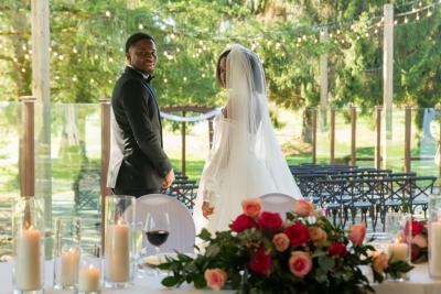 Wedding table setting at Burnaby Mountain Clubhouse