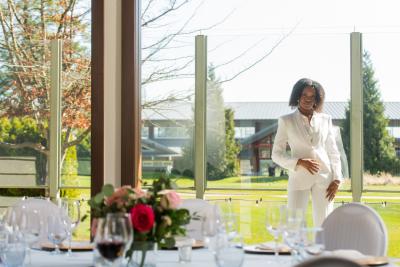 Bride next to window 