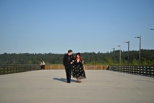 Burnaby Lake Pavilion couple walking pier